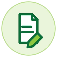 Ícone: documento e caneta — contrato