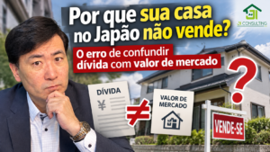 Família brasileira conversando com consultor imobiliário sobre venda de casa no Japão